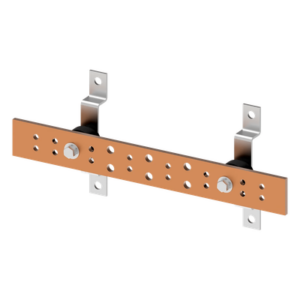 HOFFMAN DGTB216 – Barra de Tierra para Telecomunicaciones / Cobre Electrochapado / 0.25 x 2.00 x 16.00 pulgadas (6.4 x 50.8 x 406.4 mm) / 12 Puntos de Conexión / Incluye Soportes y Conectores / Anticorrosivo