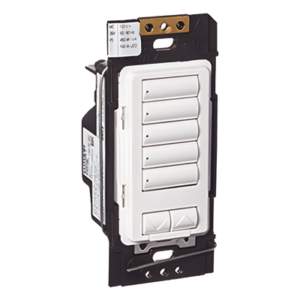 LUTRON ELECTRONICS RRDHN5BRLWH – Botonera Híbrida Inalámbrica / 5 Botones Programables / Atenuador Integrado 450 W / RF 431-437 MHz / Instalación 2 Hilos o con Neutro