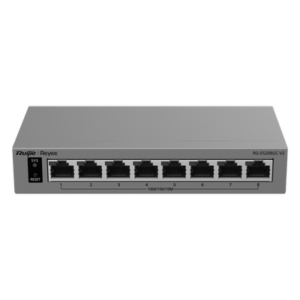 RUIJIE RG-ES208GC-V2 – Switch Gigabit Smart Cloud-Managed / 8 Puertos 10/100/1000BASE-T / Capa 2 / Switching 16 Gbps / AI-Powered Failover / Modo CCTV Un-Click / Gestión Cloud / Fanless / Protección Surge 6 kV