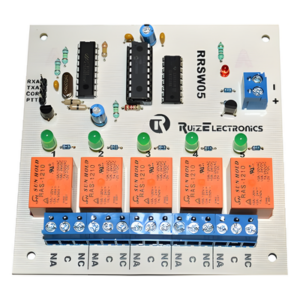 Ruiz Electronics RRSW05 – Tarjeta decodificadora / 5 zonas / Relevadores 500W / Control DTMF / Alimentación 10-15V DC