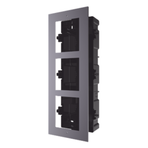 HIKVISION DS-KD-ACF3 – Marco de Instalación Empotrado / 3 Espacios para Módulos de Videoportero / Tapa de Aluminio / Rango Térmico -40°C a +60°C / IP Resistente a Humedad 10%-95%