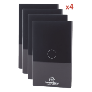 SMARTHOME BY EPCOM SH411W4K – Kit de Apagadores Inteligentes WiFi / 3 Circuitos Independientes / 2.4 GHz / 800W por Canal / 100V-250V / Panel de Vidrio Templado 120mm x 72mm (4.72in x 2.83in)