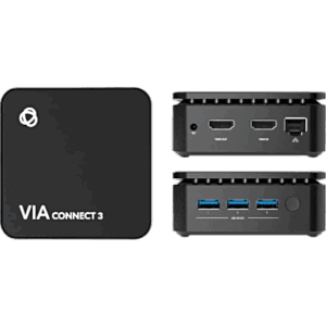 KRAMER VIA-CONNECT3 – Solución de Presentación y Colaboración Inalámbrica 4K | Super-Compacta 9x9 cm | Wi-Fi y LAN Integrados | Cifrado 1024 bits | AirPlay, Miracast, Chromebook | 4 Participantes Simultáneos | HDMI 4K@30 Entrada y Salida | Ge