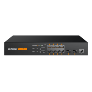 YEALINK RCH-80 – Switch AV L2+ / 8 Puertos Gigabit PoE+ / 130W / 2 Puertos SFP / Dante y AES67 / Sin Ventilador