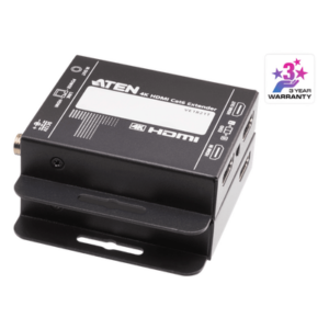 ATEN VE1821 – Kit Extensor HDMI | 4K sobre Cat 6 | 4096x2160 @ 30 Hz | Hasta 40 metros Cat 6 | Tecnología PoC | EDID Switch y Copia | Control IR Remoto | Audio Lossless 7.1CH | Metal | Plug and Play