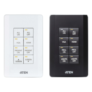 ATEN VK108US – Teclado de control / 8 botones configurables / 14 combinaciones / Ethernet 10/100 / Montaje 1GANG / 4.58x2.78x1.53 in