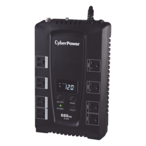 CYBERPOWER CP685AVRLCD – UPS de 685 VA/390 W, Topología Línea Interactiva, Entrada 120 Vca NEMA 5-15P, Tipo Gabinete Compacto, Con 8 Tomas NEMA 5-15R