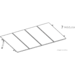 BASEL KITBASEL1X7 – Estructura de Montaje Fotovoltaico / Losa Plana / Viento 170 km/h / Inclinación 10° / Rieles E-O 3.55 m (11.65 ft) / Rieles N-S 2.14 m (7.02 ft) / Altura 0.52 m (1.71 ft) / Área 10 m² / Módulos 645 W