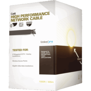LINKEDPRO BY EPCOM PRO-CAT-6-GELX-V2 – Cable UTP Cat6+ / Calibre 23 / Doble Chaqueta Gel / Exterior 305 m (1000 ft) / Resistente UV / Gigabit Ethernet / ETL y UL