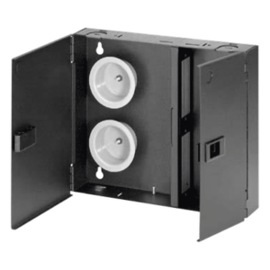 PANDUIT FWME2 – Caja de Conexión de Fibra Óptica / Montaje en Pared / 2 Placas FAP o FMP / Hasta 48 Fibras / Área de Bobinado Integrada / Cierre con Opción de Cerradura