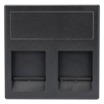SIMON SM-2-KEY-N – Módulo de Placa con Guardapolvo / 2 Espacios Keystone RJ45 / 45×45 mm / 8.5 mm Profundidad / Compatible Cajas Teleblock y Ofiblock