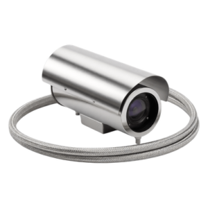 SYSCOM VIDEO SHL-7013-04 – Gabinete Protector para Cámara Box / Acero Inoxidable Dual / IP68 / Enfriamiento por Agua 0.3-0.6 l/s / Operación hasta 250°C / Vidrio Frontal 65 mm