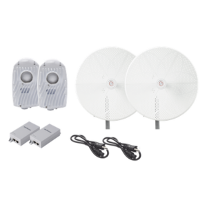 MIMOSA NETWORKS B5XTXPD34KIT – Kit de 2 radios B5X con antenasTXPD34B5X de (34 dBi), rango de frecuencia extendida (4.9 a 6.4 GHz), incluye inyector POE, cable de alimentación y para alineación, distancia de hasta 40 km