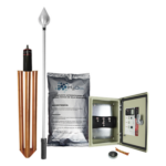 TOTAL GROUND KDA-01 – Kit de Protección Contra Rayos / 160 m (524.9 ft) de Diámetro de Protección / Punta de Acero Inoxidable / Mástil 1.2 m (3.9 ft) / Electrodo 100 kA / Mejorador de Suelo 11 kg