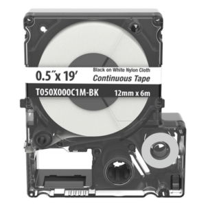 PANDUIT T050X000C1M-BK – Casete de Etiquetas de Nylon / Cinta Continua / Negro Sobre Blanco / 12 mm Ancho / 6 m (19.69 Pies) Largo / Interior-Exterior