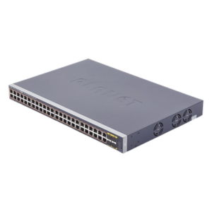 PLANET GS-4210-48P4S – Switch Administrable PoE / 48 Puertos Gigabit RJ45 / 4 Puertos SFP / 440W PoE / 104 Gbps / 1.44 ft (0.44 m) Profundidad