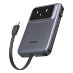 UGREEN 35603B – Power Bank Serie Uno | 10000mAh | 30W | con Cable USB-C Incorporado | 2 Salidas 30W Max. | Pantalla Inteligente | Carcasa Ignifuga | Aprobado por Aerolíneas.| Color Grey.