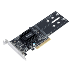 SYNOLOGY M2D18 – Tarjeta de Expansión M.2 / PCIe 2.0 x8 / NVMe y SATA SSD / 2 Ranuras M-key / Perfil Bajo y Altura Completa / 2.3 x 7.1 x 0.7 pulgadas