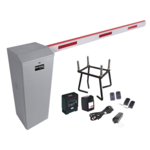 ACCESSPRO KIT-XBS-LED-R – Kit COMPLETO Barrera Derecha XB / Brazo de 5 Metros con Iluminacion LED Rojo-Verde / Incluye Sensor de masa, Transformador, Lazo, Ancla, Fotoceldas 2 Controles Inalámbricos