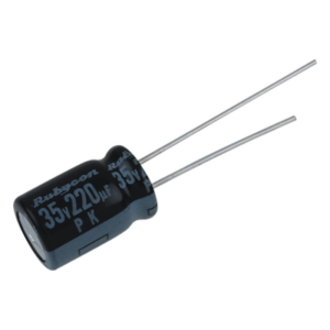 SYSCOM 0220M0035V – Capacitor Electrolítico Radial / 220 µF / 35 Vcc / 105 °C / 10 x 12.5 mm / Corriente de Rizado 440 mA RMS