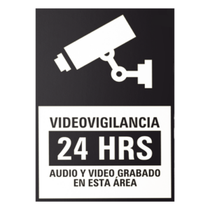 SYSCALVIDBN/10 – Etiquetas Adheribles Videovigilancia 24 Horas / Blanco y Negro / Paquete 10 Unidades / Interior y Exterior