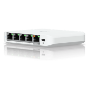 UBIQUITI USW-FLEX-2.5G-5 – Switch administrable / 5 puertos 2.5G / PoE o USB-C / 25 Gbps / Compacto 4.6 x 3.5 x 0.8'