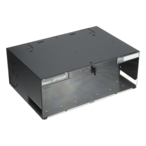 PANDUIT FRME4 – Panel de Distribución de Fibra Óptica, Acepta 12 Placas FAP o FMP, Bandeja Deslizable e Inclinable Hacia Abajo, Hasta 288 Fibras, Color Negro, 4UR