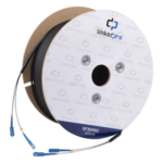 LINKEDPRO BY EPCOM EF-300-SC – Carrete de Fibra Óptica Monomodo / SC-SC Duplex / 300 m (984.25 pies) / Reforzado con Kevlar / Subterráneo por Tubería