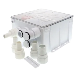 RULE 98B-24 – Sistema de Desagüe para Duchas / Bomba 800 GPH / 24 VDC / Interruptor de Flotación / Válvula Antirretorno / Cubierta Sellada