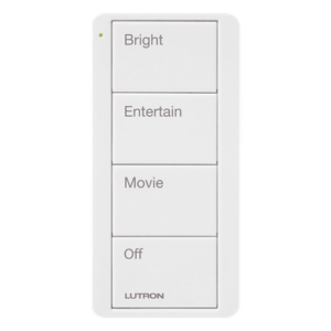 LUTRON ELECTRONICS PJ24BGWHP01 – Control Pico Inalámbrico / 4 Botones de Escena / RF Clear Connect / Alcance 18 m (59.1 ft) Línea de Vista / Batería CR2032 10 Años