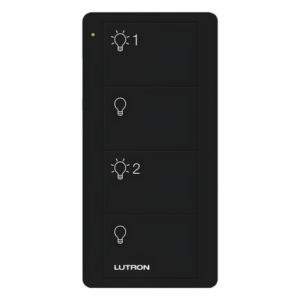 LUTRON ELECTRONICS PJ24BBLL21P – Control Inalámbrico de 4 Botones / 2 Grupos de Luces / RF 431-437 MHz / Alcance 18 m (59 ft) Línea de Vista / Batería 10 Años / Montaje Múltiple