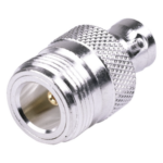 RF INDUSTRIES,LTD RFN-1039-1 – Adaptador Coaxial en Línea / N Hembra a BNC Hembra / Cuerpo Bronce Plateado / Contacto Oro / Aislante Teflón