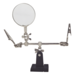 EPCOM POWERLINE EP390 – Soporte con lupa y brazos con clip / Lupa 6.2 cm / Aumento 3x / Base hierro fundido / 289 g / 14 x 8 cm (5.5 x 3.1 pulgadas)