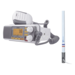 UNIDEN UM385/KIT5101 – Kit de radio marina VHF / 156-163 MHz / Antena 2.4 m (7.9 ft) / 25 W / IPX4 / GPS integrado
