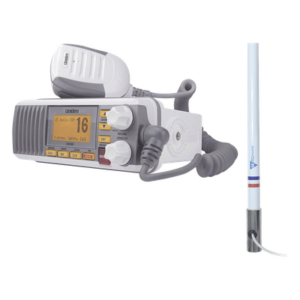 UNIDEN UM385/KIT5101 – Kit de radio marina VHF / 156-163 MHz / Antena 2.4 m (7.9 ft) / 25 W / IPX4 / GPS integrado