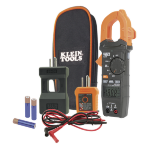 KLEIN TOOLS CL-120-KIT – Amperímetro de Gancho / 400A CA / CAT III 600V / Probador de Fase / Divisor de Línea / Retroiluminado / 2 m (6.6 ft) de Protección ante Caídas