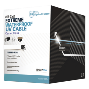 LINKEDPRO BY EPCOM PRO-CAT-6-EXT-LITEW – Bobina de Cable UTP Cat6 para Exterior / 305 Metros (1000 Pies) / 23 AWG Cobre Sólido / Certificado UL / Sin Blindaje / 1 Gbps / PoE Extendido