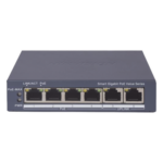 HIKVISION DS-3E1506P-EI/M – Switch PoE+ Administrable / 4 Puertos Gigabit PoE+ / 2 Puertos Uplink Gigabit / Alcance Extendido 300 m (984.3 ft) / 45 W / Gestión en Nube