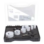 MAKITA D-21870 – Kit de Broca Sierra / 6 Piezas Bi-Metal / Diámetro Máximo 2-1/4 in / Dientes Paso Variable / 2 Adaptadores / Resorte de Expulsión