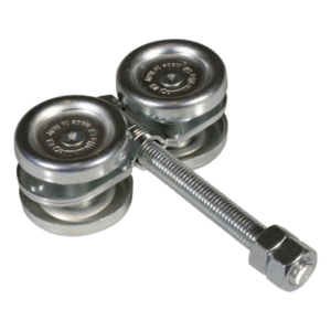 COMUNELLO 1991-8125 – Kit de Carretillas para Puertas Colgantes / 4 Ruedas con Cojinete / Carga 150 lbs (68 kg) / Acero Galvanizado / 2 Unidades