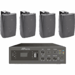 EPCOM PROAUDIO EPB240E/4WS – Kit Amplificador de Audio / 240W / Bluetooth FM MP3 / 4 Altavoces de Pared 2 Vías / Sistema 70/100V / Phantom 48V