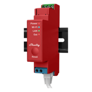 SHELLY SHELLYPRO1PM – Relevador / Interruptor inteligente WiFi/Ethernet/Bluetooth / 1 canal / 16A / Medición de consumo AC / Montaje en riel DIN / 52.5 ft temperatura operación