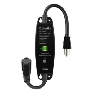 LUTRON CASETA WIRELESS RR15OUTBL – Interruptor de Enchufe para Exteriores / Control On/Off / IP66 / 15 A Iluminación / 1/2 HP Motores / RadioRA 3