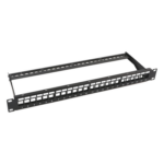 LINKEDPRO BY EPCOM LP-PP-23-UTP-BK-24P – Patch Panel / 24 Puertos / 1U Rack / Acero al Carbono / Barra Organizadora / 19"