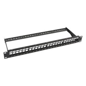 LINKEDPRO BY EPCOM LP-PP-23-UTP-BK-24P – Patch Panel / 24 Puertos / 1U Rack / Acero al Carbono / Barra Organizadora / 19"
