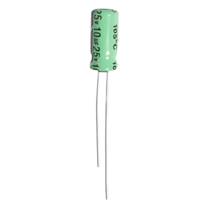 140-HTRL25V10 – Capacitor Electrolítico / 10 µF / 25 V / 105 °C / 0.33 x 0.2 in