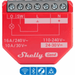SHELLY SHELLY1PMGEN4 – Relevador Inteligente / 16A / Medición de Consumo AC / Wi-Fi 2.4 GHz y Bluetooth / 110-240V / Sin Hub
