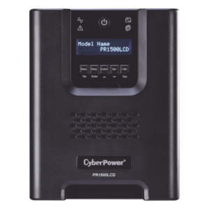 CYBERPOWER PR1500LCD – UPS Línea Interactiva / 1500 VA / 1500 W / Factor de Potencia 1.0 / Onda Senoidal Pura / 8 Tomas NEMA 5-15R / 15.1 min Respaldo / Mini Torre