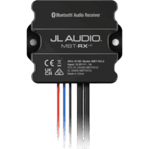 JL AUDIO 10-03377-00 – Receptor Resistente a la Intemperie / Bluetooth / IPX7 / Dimensiones 58 x 67 x 20 mm (2.28 x 2.64 x 0.79 in) / Alimentación 10-16 V CC / Alcance Bluetooth hasta 11 m (35 ft) / Salida Pre-out RCA y Línea / Tecnología Multi-Zone