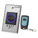 ACCESSPRO ACCESK1LTR – Botón de Salida sin Contacto / Detección Ajustable 4 a 15 cm / Control Remoto 433 MHz / 16 Transmisores / Relevador 24 VCC / Acero Inoxidable / LED / -20°C a 55°C